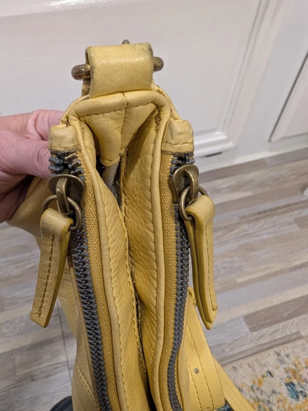 American Leather Co. Yellow Leather Crossbody Hobo Bag